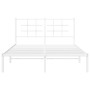 Estructura de cama de metal con cabecero blanca 135x190 cm de , Camas y somieres - Ref: Foro24-355609, Precio: 81,82 €, Descu...