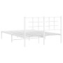 Estructura de cama de metal con cabecero blanca 135x190 cm de , Camas y somieres - Ref: Foro24-355609, Precio: 81,82 €, Descu...