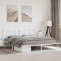 Estructura de cama de metal con cabecero blanco 180x200 cm de , Camas y somieres - Ref: Foro24-355614, Precio: 97,90 €, Descu...