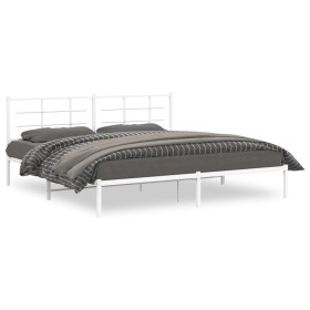 Bettgestell aus Metall mit weißem Kopfteil 193x203 cm von , Betten und Lattenroste - Ref: Foro24-355616, Preis: 91,43 €, Raba...