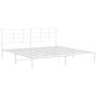 Estructura de cama de metal con cabecero blanco 193x203 cm de , Camas y somieres - Ref: Foro24-355616, Precio: 91,43 €, Descu...