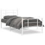 Metal bed frame with headboard and footboard white 90x200 cm by , Beds and slatted bases - Ref: Foro24-355621, Price: 60,62 €...