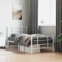 Metal bed frame with headboard and footboard white 90x200 cm by , Beds and slatted bases - Ref: Foro24-355621, Price: 60,62 €...