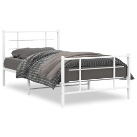 Metal bed frame with headboard and footboard white 100x200 cm by , Beds and slatted bases - Ref: Foro24-355623, Price: 62,81 ...