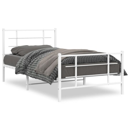 Estructura cama metal con cabecero y pie cama blanca 100x200 cm de , Camas y somieres - Ref: Foro24-355623, Precio: 63,14 €, ...