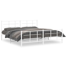 Estructura cama metal con cabecero y estribo blanco 200x200 cm de , Camas y somieres - Ref: Foro24-355635, Precio: 130,99 €, ...