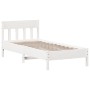 Estructura de cama con cabecero madera de pino blanco 100x200cm de , Camas y somieres - Ref: Foro24-842655, Precio: 94,21 €, ...