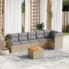 Set of 7-piece garden sofas and beige synthetic rattan cushions by , Garden sets - Ref: Foro24-3223651, Price: 460,49 €, Disc...