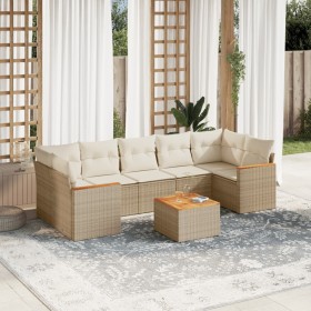 Garden sofa set with beige cushions, 8 pieces, PE rattan. by , Garden sets - Ref: Foro24-3258215, Price: 579,07 €, Discount: %