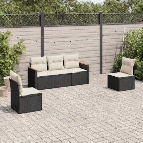 5-teiliges Gartenmöbel-Set und Kissen aus synthetischem Rattan schwarz von , Gartensets - Ref: Foro24-3258248, Preis: 299,75 ...