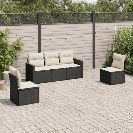 5-teiliges Gartenmöbel-Set und Kissen aus synthetischem Rattan schwarz von , Gartensets - Ref: Foro24-3258248, Preis: 299,64 ...