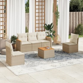 Set Gartensofas mit Kissen 6 Stück synthetisches Rattan beige von , Gartensets - Ref: Foro24-3258257, Preis: 425,01 €, Rabatt: %