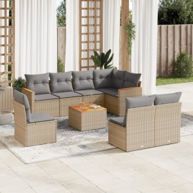 Set de sofás de jardín 9 pzas con cojines ratán sintético beige de , Conjuntos de jardín - Ref: Foro24-3258454, Precio: 615,7...