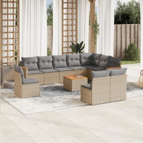 Set de sofás de jardín 11pzas con cojines ratán sintético beige de , Conjuntos de jardín - Ref: Foro24-3258482, Precio: 698,9...