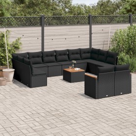 Set aus Gartensofas und Kissen 13 Stück synthetisches Rattan schwarz von , Gartensets - Ref: Foro24-3258849, Preis: 865,99 €,...