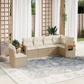 Garden sofa set with 6-piece synthetic rattan beige cushions by , Garden sets - Ref: Foro24-3259258, Price: 520,29 €, Discoun...