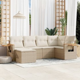 Garden sofa set with 6-piece synthetic rattan beige cushions by , Garden sets - Ref: Foro24-3259419, Price: 514,99 €, Discoun...