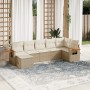 Set of 7-piece garden sofas and beige synthetic rattan cushions by , Garden sets - Ref: Foro24-3259433, Price: 530,73 €, Disc...