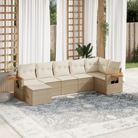 Set of 7-piece garden sofas and beige synthetic rattan cushions by , Garden sets - Ref: Foro24-3259433, Price: 515,99 €, Disc...