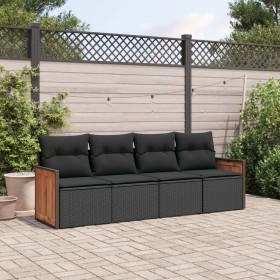 4-piece garden sofa set with black synthetic rattan cushions by , Garden sets - Ref: Foro24-3259850, Price: 280,48 €, Discoun...