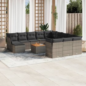 Set of garden sofas with 13 pieces of gray synthetic rattan cushions by , Garden sets - Ref: Foro24-3223988, Price: 839,58 €,...