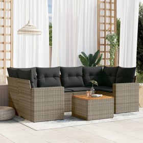 Set de sofás de jardín 7 piezas con cojines ratán PE gris de , Conjuntos de jardín - Ref: Foro24-3224023, Precio: 454,61 €, D...