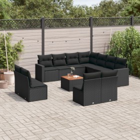 Set Gartensofas 12 Stück Kissen synthetisches Rattan schwarz von , Gartensets - Ref: Foro24-3224179, Preis: 677,96 €, Rabatt: %