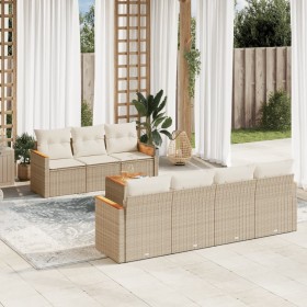 Garden sofa set with beige cushions, 8 pieces, PE rattan. by , Garden sets - Ref: Foro24-3258208, Price: 604,89 €, Discount: %