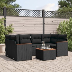 7-teiliges Garten-Esszimmerset und Kissen synthetisches Rattan schwarz von , Gartensets - Ref: Foro24-3258198, Preis: 507,18 ...