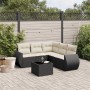 Set aus 6-teiligen Gartensofas und Kissen Kunstrattan schwarz von , Gartensets - Ref: Foro24-3253693, Preis: 408,58 €, Rabatt: %