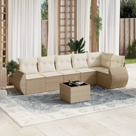 Set aus 7-teiligen Gartensofas und Kissen, synthetisches Rattan, beige von , Gartensets - Ref: Foro24-3253735, Preis: 581,99 ...