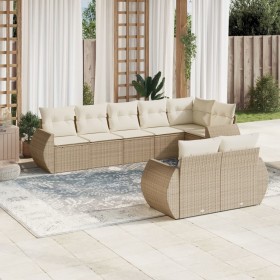 Garden sofa set with beige cushions, 8 pieces, PE rattan. by , Garden sets - Ref: Foro24-3253955, Price: 671,99 €, Discount: %