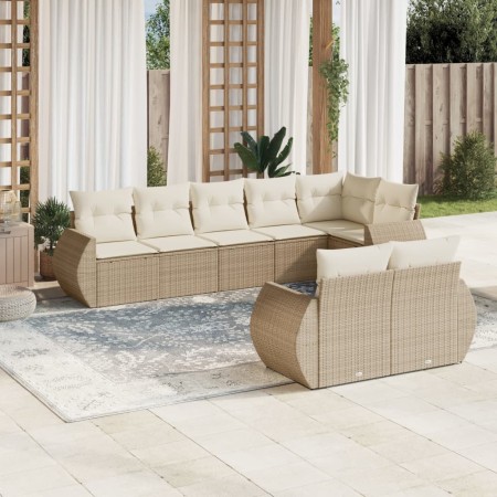 Garden sofa set with beige cushions, 8 pieces, PE rattan. by , Garden sets - Ref: Foro24-3253955, Price: 686,82 €, Discount: %