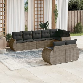 Garden sofa set 8 pieces and gray synthetic rattan cushions by , Garden sets - Ref: Foro24-3253957, Price: 608,99 €, Discount: %