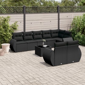 Set aus 8-teiligen Gartensofas und Kissen Kunstrattan schwarz von , Gartensets - Ref: Foro24-3253962, Preis: 630,94 €, Rabatt: %