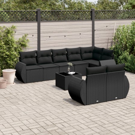 Set aus 8-teiligen Gartensofas und Kissen Kunstrattan schwarz von , Gartensets - Ref: Foro24-3253962, Preis: 629,44 €, Rabatt: %