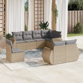 Garden sofa set with beige cushions, 8 pieces, PE rattan. by , Garden sets - Ref: Foro24-3253976, Price: 643,03 €, Discount: %