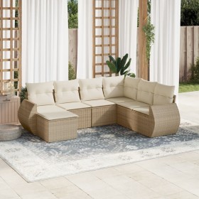 Set of 7-piece garden sofas and beige synthetic rattan cushions by , Garden sets - Ref: Foro24-3254035, Price: 525,99 €, Disc...