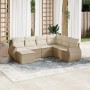 Set of 7-piece garden sofas and beige synthetic rattan cushions by , Garden sets - Ref: Foro24-3254035, Price: 539,01 €, Disc...