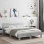 Concrete gray engineered wood bed with headboard 150x200 cm by , Beds and slatted bases - Ref: Foro24-3207416, Price: 146,24 ...