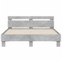 Concrete gray engineered wood bed with headboard 140x200 cm by , Beds and slatted bases - Ref: Foro24-3207423, Price: 142,27 ...