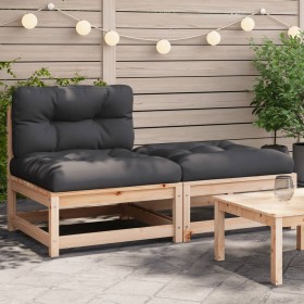 Garden sofa without armrests with cushions and footrest by , Modular outdoor sofas - Ref: Foro24-838125, Price: 124,99 €, Dis...