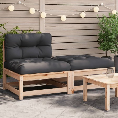 Garden sofa without armrests with cushions and footrest by , Modular outdoor sofas - Ref: Foro24-838125, Price: 124,74 €, Dis...