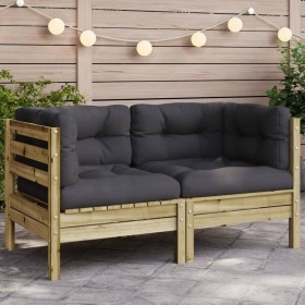 Eckgartensofa mit Kissen aus imprägniertem Kiefernholz von , Modulare Sofas für den Außenbereich - Ref: Foro24-838152, Preis:...