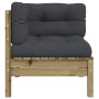 Eckgartensofa mit Kissen aus imprägniertem Kiefernholz von , Modulare Sofas für den Außenbereich - Ref: Foro24-838152, Preis:...