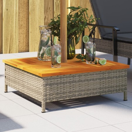 Schirmständerbezug aus PE-Rattan aus grauem Akazienholz, 70 x 70 x 25 cm von , Sonnenschirmzubehör - Ref: Foro24-365953, Prei...