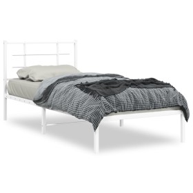 Bettgestell aus Metall mit weißem Kopfteil 90x200 cm von , Betten und Lattenroste - Ref: Foro24-355603, Preis: 54,03 €, Rabat...