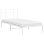 Metal bed frame with white headboard 90x200 cm by , Beds and slatted bases - Ref: Foro24-355603, Price: 62,29 €, Discount: %