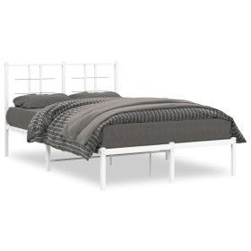 Metal bed frame with white headboard 120x200 cm by , Beds and slatted bases - Ref: Foro24-355608, Price: 79,00 €, Discount: %