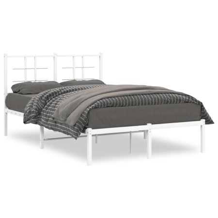 Metal bed frame with white headboard 120x200 cm by , Beds and slatted bases - Ref: Foro24-355608, Price: 82,46 €, Discount: %